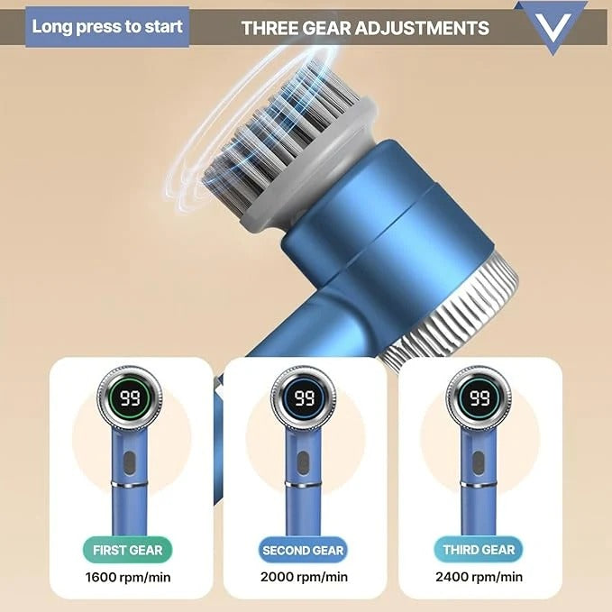 5-in-1 Electric Spin Cleaning Brush – Cordless Scrubber with 5 Heads | فرشاة التنظيف الكهربائية